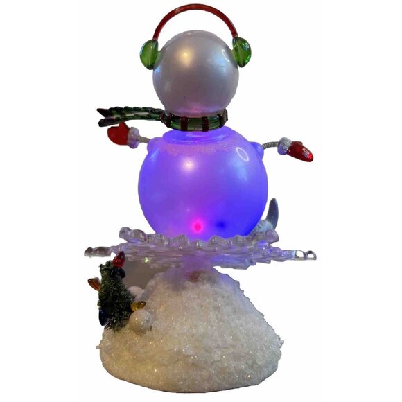 JC Penney Home Collection 7" Lighted Acrylic SKIING SNOWMAN in Box TESTED WORKS - Picture 9 of 14